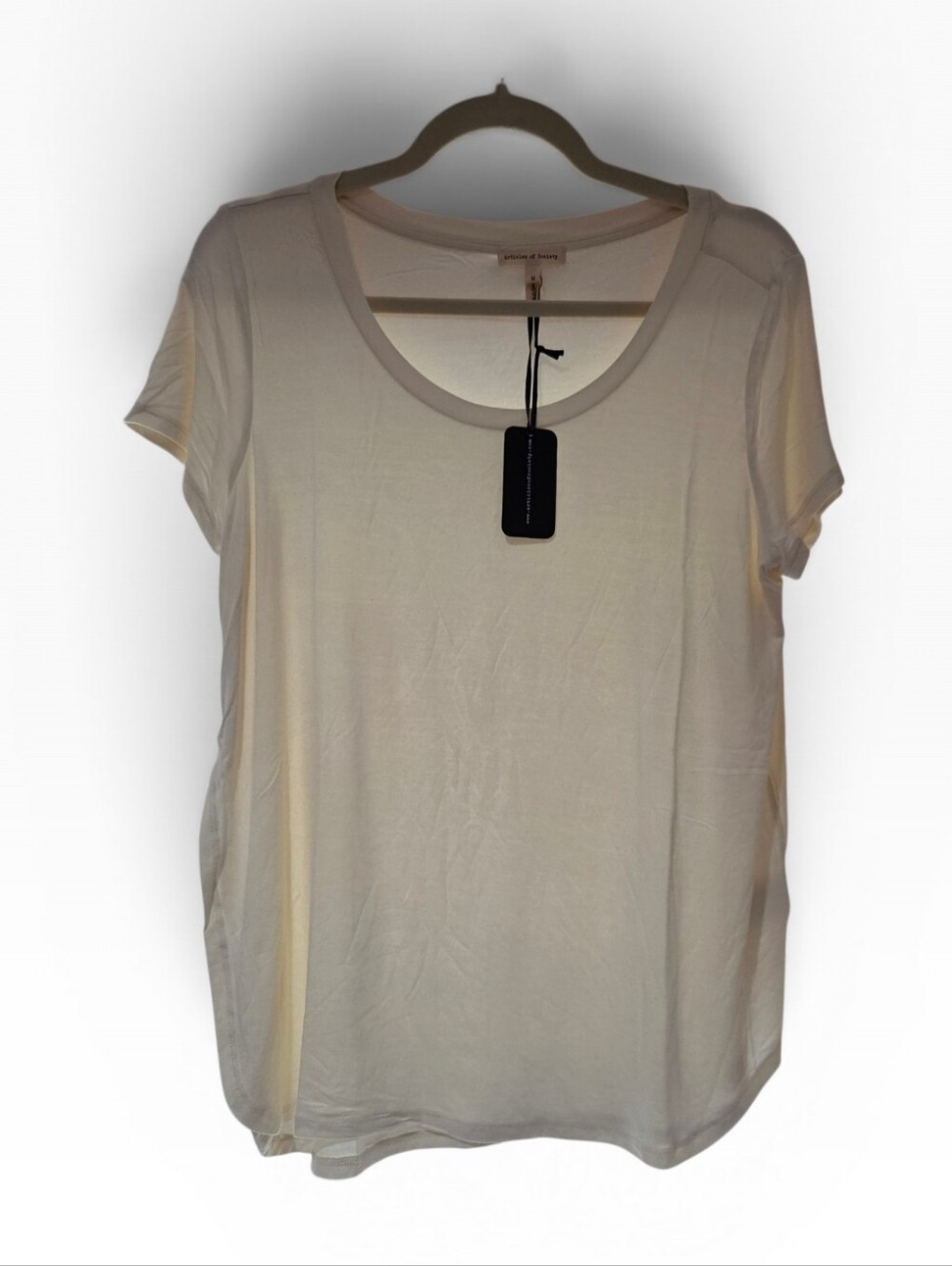 Articles Of Society Ivory Scoop Neck T-shirt Side Slit Soft Top NWT